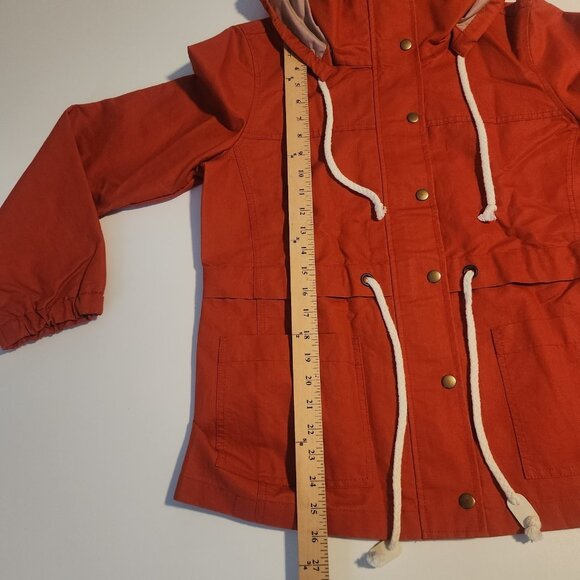 Ann Taylor LOFT Anorak Utility Jacket Hooded Lined Red Womens Medium NEW NWT - Picture 14 of 15